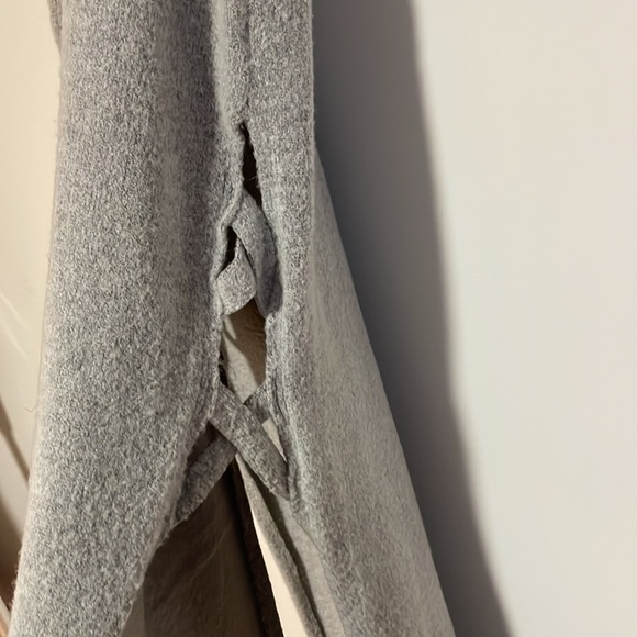 Knit Tunic Sweater Gray Med Glamorous Gray Open Side Sleeveless Mock - Picture 5 of 13